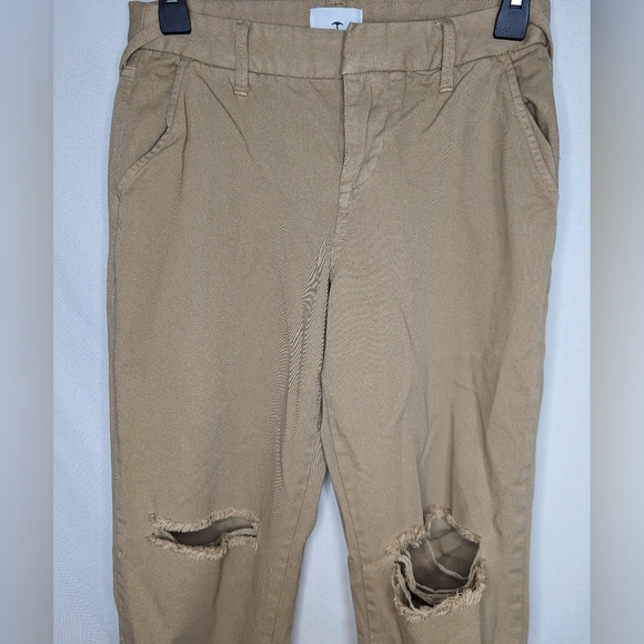 Serra By Joie Rucker Tan Camel Khaki The Finn Distressed Trouser Pants Size 25 - Picture 9 of 12